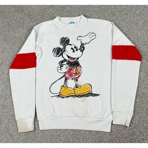 Vintage Disney Mickey‎ Sweatshirt Adult Medium White Pullover Crewneck 80s USA